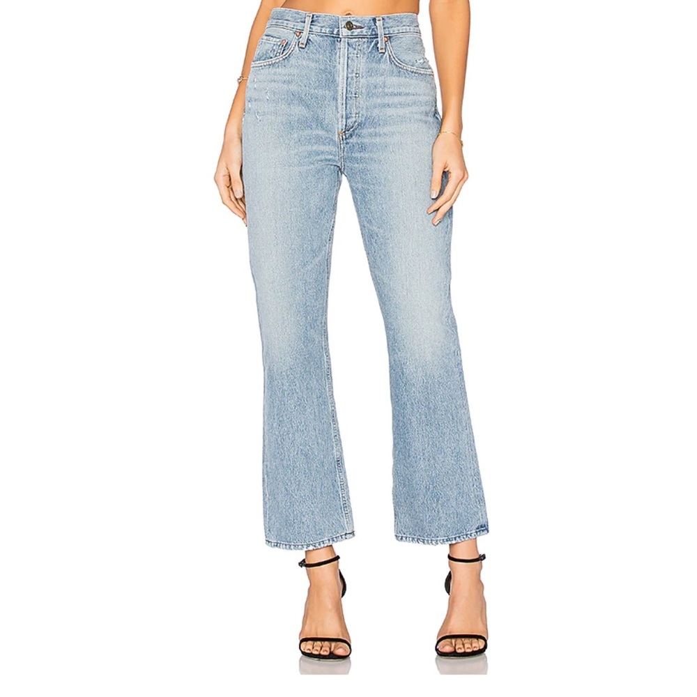 Agolde Taylor High Rise Kick Flare Jeans Blue Rock